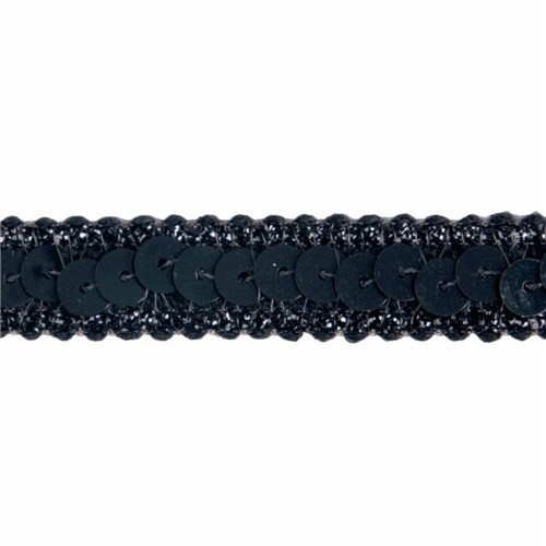 Metallic Edged Sequins Trim | 12mm | Black | Per Half Mtr