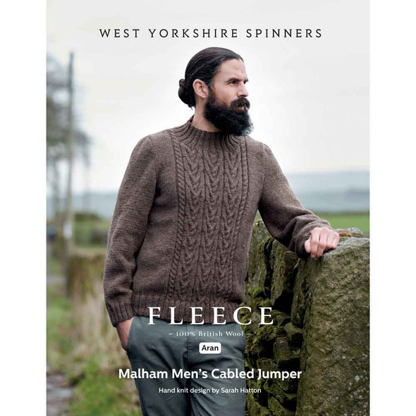 Malham Men’s Cabled Jumper Knitting Pattern | WYS Bluefaced Leicester Aran Knitting Yarn DBP0168 | Digital Download - Main Image