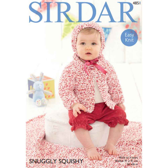 Babies Jacket, Bonnet and Blanket Knitting Pattern | Sirdar Snuggly Squishy 4851 | Digital Download - Main Image