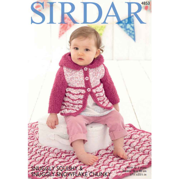 Baby Girl's Hooded Coat and Blanket Knitting Pattern | Sirdar Snuggly Squishy 4853 | Digital Download - Main Image