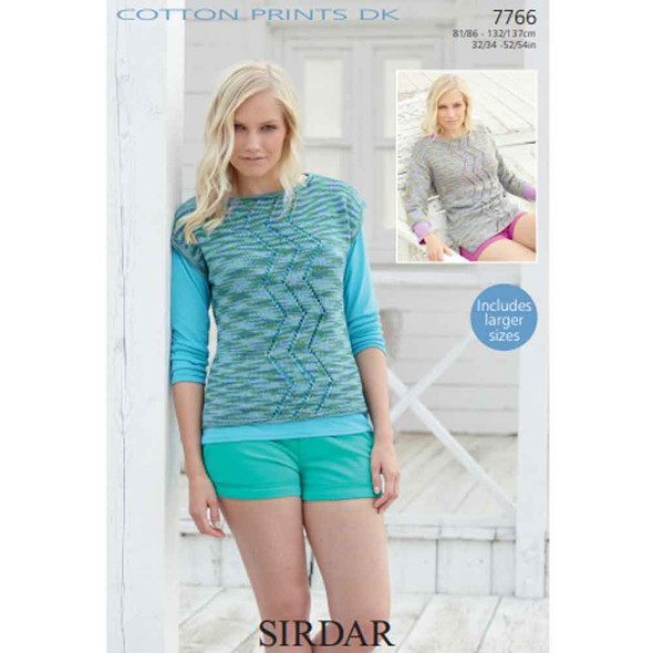 Woman's Tops Knitting Pattern | Sirdar Cotton Prints DK & Cotton DK 7766 | Digital Download - Main Image