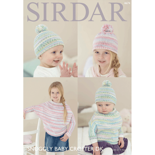 Baby's / Children Poncho With Sleeve and Hat Knitting Pattern | Sirdar Snuggly Baby Crofter DK 4674 | Digital Download - Main Image