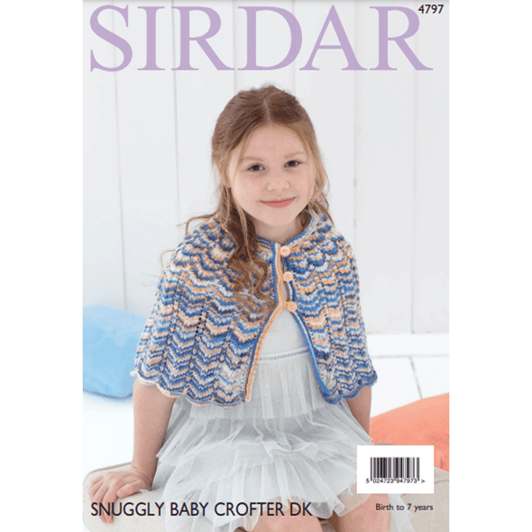 Girls Ponchos and Capes Knitting Pattern | Sirdar Snuggly Baby Crofter DK 4797 | Digital Download - Main Image