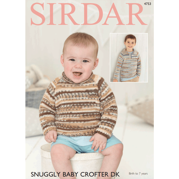Boy's Sweater Knitting Pattern | Sirdar Snuggly Baby Crofter DK 4753 | Digital Download - Main Image