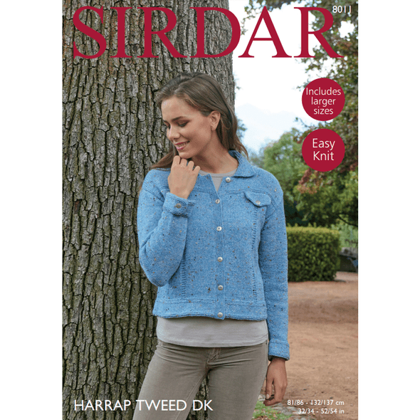 Womens Jacket Knitting Pattern | Sirdar Harrap Tweed DK 8011 | Digital Download - Main Image 