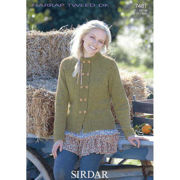 Ladies Jacket Knitting Pattern | Sirdar Harrap Tweed DK 7481 | Digital Download -Main Image