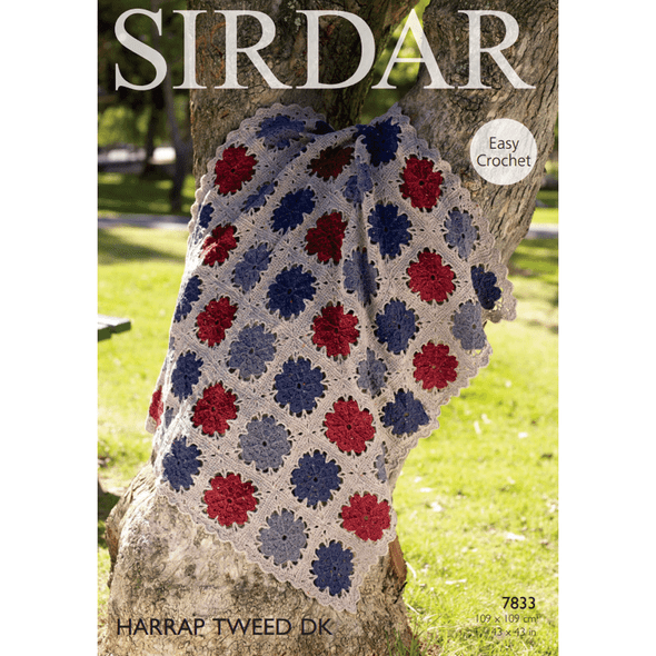 Crochet Blanket Knitting Pattern | Sirdar Harrap Tweed DK 7833 | Digital Download - Main Image