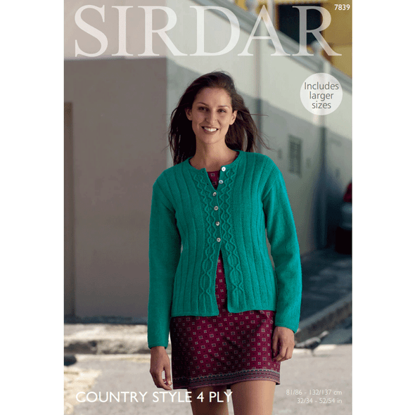 Women's Cardigan Knitting Pattern | Sirdar Country Style 4 Ply 7839 | Digital Download - Main Image