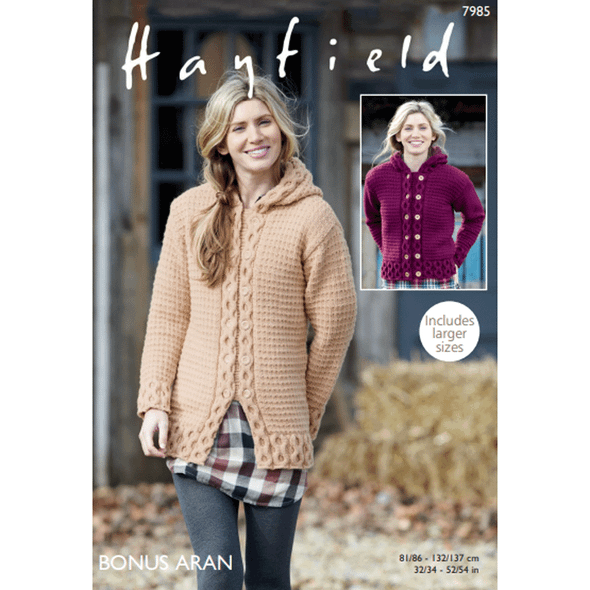 Women's Jacket Knitting Pattern | Sirdar Hayfield Bonus Aran 7985 | Digital Download - Main Image