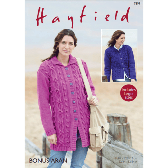 Women's Jacket and Cardigans Knitting Pattern | Sirdar Hayfield Bonus Aran 7899 | Digital Download - Main Image