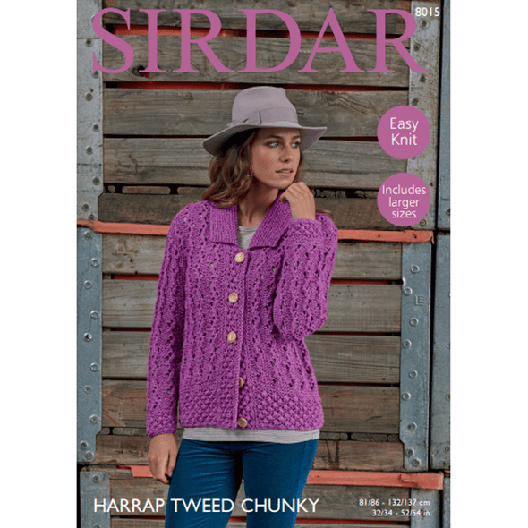 Woman's Cardigans Knitting Pattern | Sirdar Harrap Tweed Chunky 8015 | Digital Download - Main Image