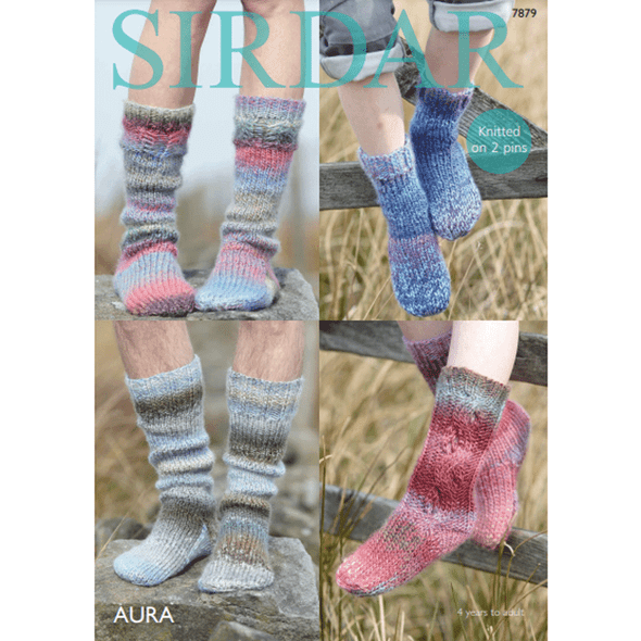 Adults and Children Socks Knitting Pattern | Sirdar Aura 7879 | Digital Download - Main Image