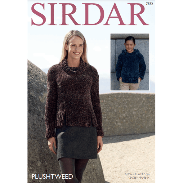 Ladies and Girls' Sweater Knitting Pattern | Sirdar Plushtweed 7872 | Digital Download - Main Image