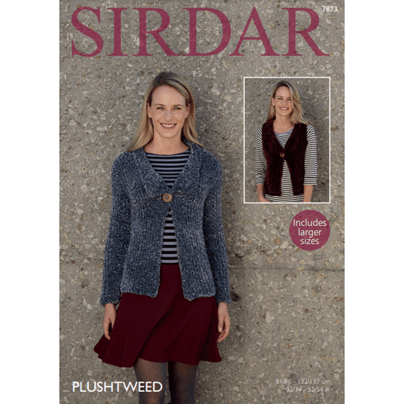 Woman's Jacket and Waistcoats Knitting Pattern | Sirdar Plushtweed 7873 | Digital Download - Main Image