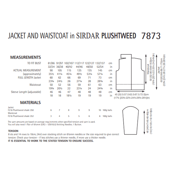 Woman's Jacket and Waistcoats Knitting Pattern | Sirdar Plushtweed 7873 | Digital Download - Pattern Information