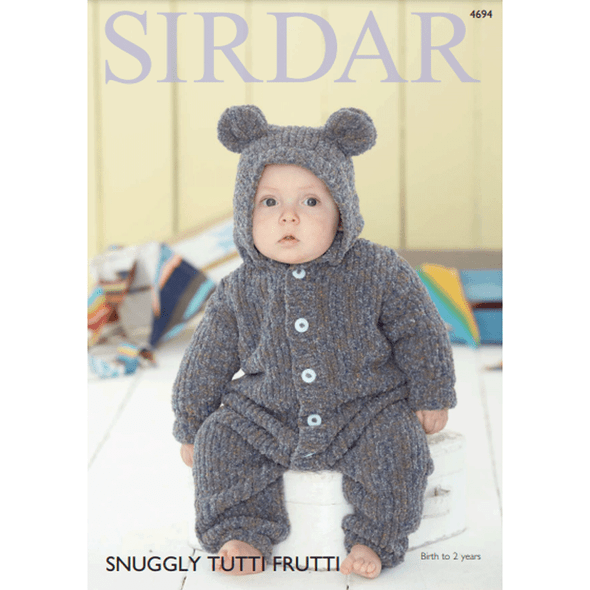 Hooded Onesie Knitting Pattern | Sirdar Snuggly Tutti Frutti 4694 | Digital Download - Main Image