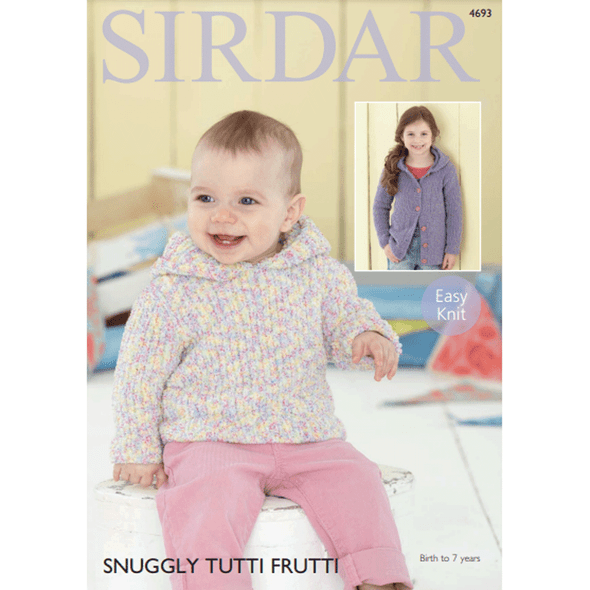 Hooded Sweater and Cardigans Knitting Pattern | Sirdar Snuggly Tutti Frutti 4693 | Digital Download - Main Image