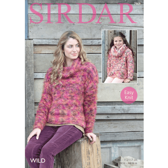 Woman and Girls Sweaters Knitting Pattern | Sirdar Wild, 7969 | Digital Download - Main Image