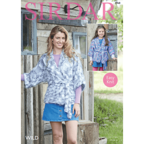 Ladies and Girls Kimono Knitting Pattern | Sirdar Wild, 7968 | Digital Download - Main Image