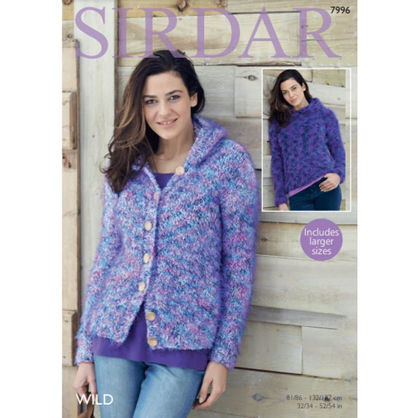 Woman's Hooded Sweater and Jackets Knitting Pattern | Sirdar Wild, 7996 | Digital Download - Main Image