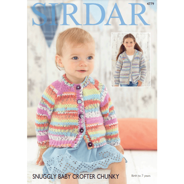 Baby Girl and Girls Cardigans Knitting Pattern | Sirdar Snuggly Baby Crofter Chunky, 4779 | Digital Download - Main Image