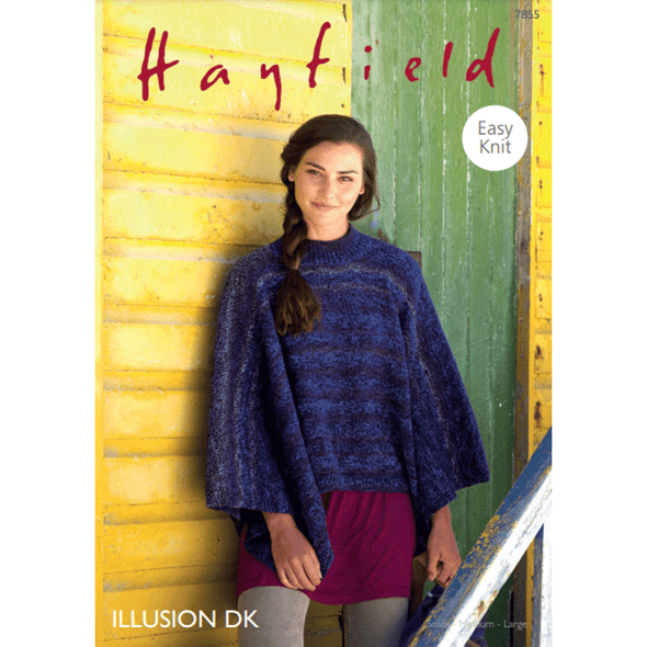 Woman's Poncho Knitting Pattern | Sirdar Hayfield Illusion DK 7855 | Digital Download - Main Image