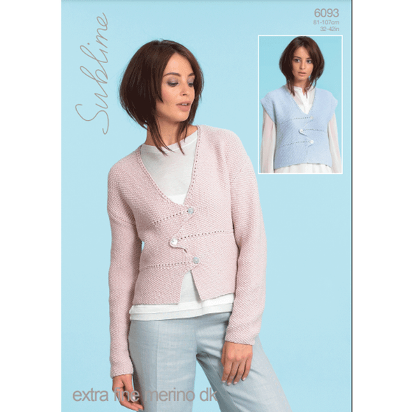 Woman's Waistcoat And Jackets Knitting Pattern | Sirdar Sublime Extra Fine Merino DK 6093 | Digital Download - Main Image