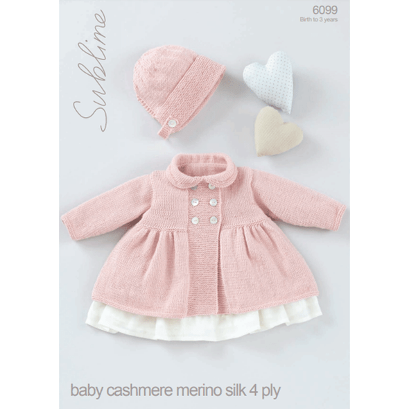 Babies Coat And Bonnet Knitting Pattern | Sirdar Sublime Baby Cashmere Merino Silk 4Ply 6099 | Digital Download - Main Image