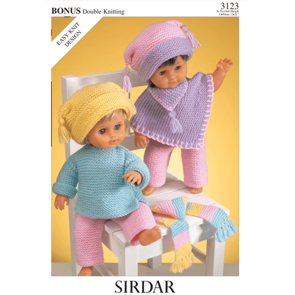 Doll's Outfit Knitting Pattern | Sirdar Bonus DK 3123 | Digital Download - Main Image