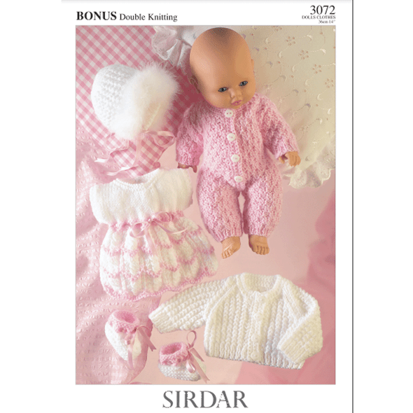 Doll's Clothes Knitting Pattern | Sirdar Bonus DK 3072 | Digital Download - Main Image