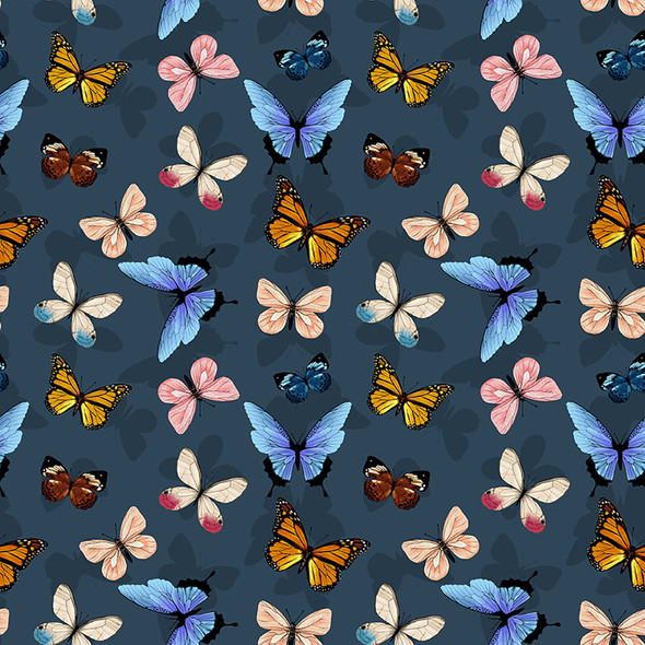 Canto | Clothworks | CWY3230-7 | Butterflies on Dark Grey (CWY3230-7)