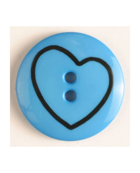  Turquoise Printed Heart Buttons | 24 mm Diameter | Dill Buttons (241156-16)