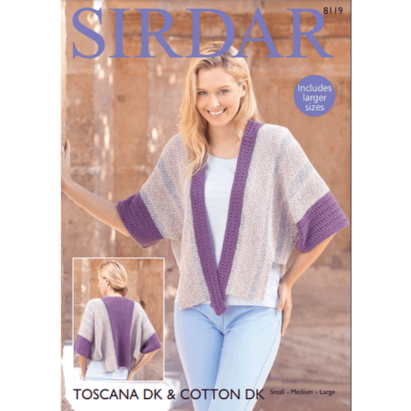 Woman's Jackets Knitting Pattern | Sirdar Toscana DK & Cotton DK 8119 | Digital Download - Main Image
