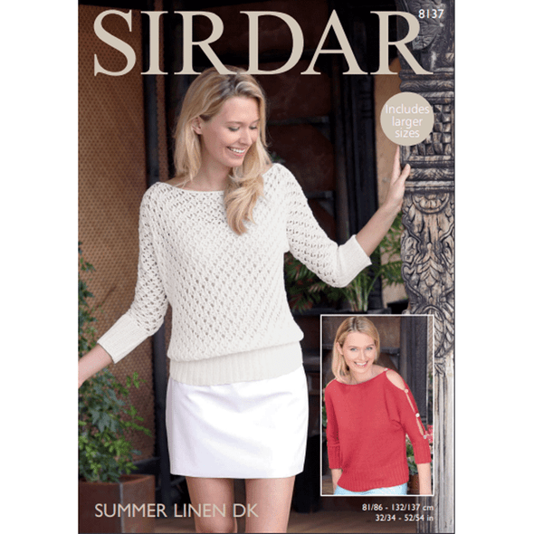 Women's Lace Top And Plain Top Knitting Pattern | Sirdar Summer Linen DK 8137 | Digital Download - Main Image