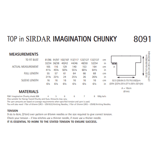 Easy Knit Woman's Tops Knitting Pattern | Sirdar Imagination Chunky 8091 | Digital Download - Pattern Information