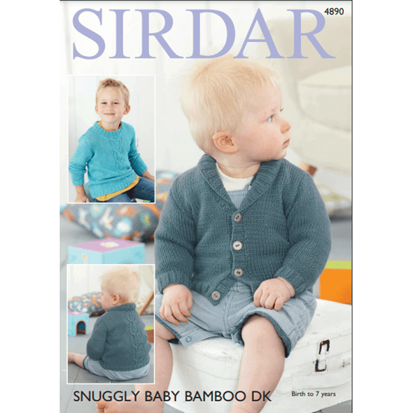 Baby Child Sweaters And Cardigan Knitting Pattern | Sirdar Snuggly Baby Bamboo DK 4890 | Digital Download - Main Image