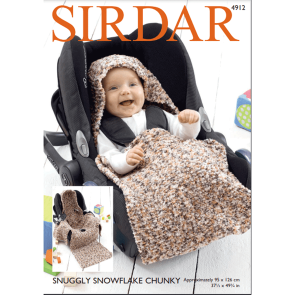 Baby Car Seat Blanket Knitting Pattern | Sirdar Snuggly Snowflake Chunky 4912 | Digital Download - Main Image