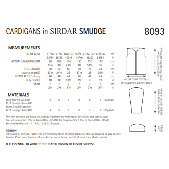 Easy Knit Cardigans Knitting Pattern | Sirdar Smudge 8093 | Digital Download - Pattern Information