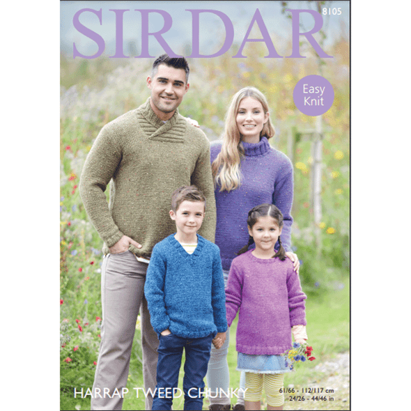 Easy knit Sweaters Knitting Pattern | Sirdar Harrap Tweed Chunky 8105 | Digital Download - Main Image