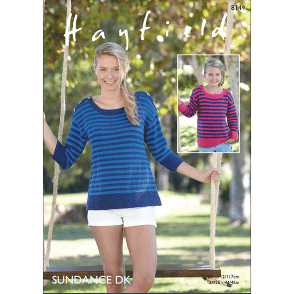 Women's And Girl's Tops Knitting Pattern | Sirdar Hayfield Sundance DK 8144 | Digital Download - Main Image