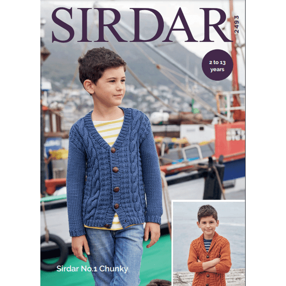 Boys, Children Cardigans Knitting Pattern | Sirdar No.1 Chunky 2493 | Digital Download - Main Image