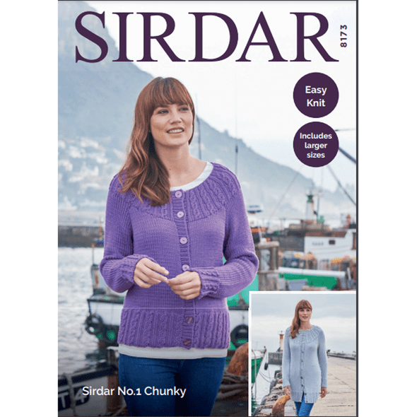 Easy Knit Cardigan Knitting Pattern | Sirdar No.1 Chunky 8173 | Digital Download - Main Image