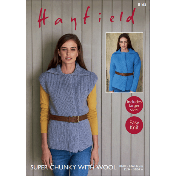 Easy Knit Jacket And Waistcoat Knitting Pattern | Sirdar Hayfield Super Chunky with Wool 8165 | Digital Download - Main Image