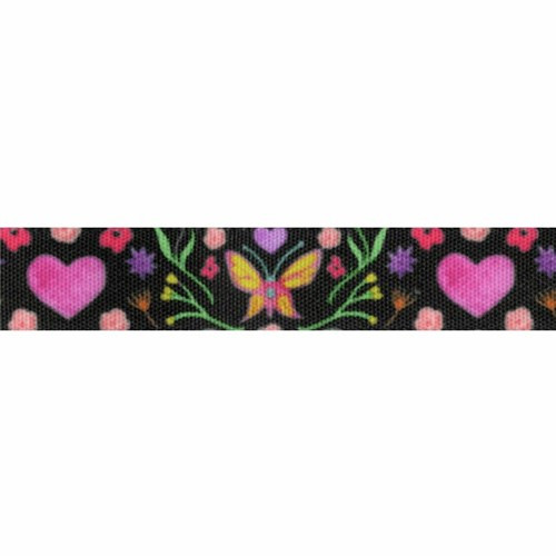 Spring Bloom Ribbon | Black/Multi | 15mm | Berisfords | Per Metre