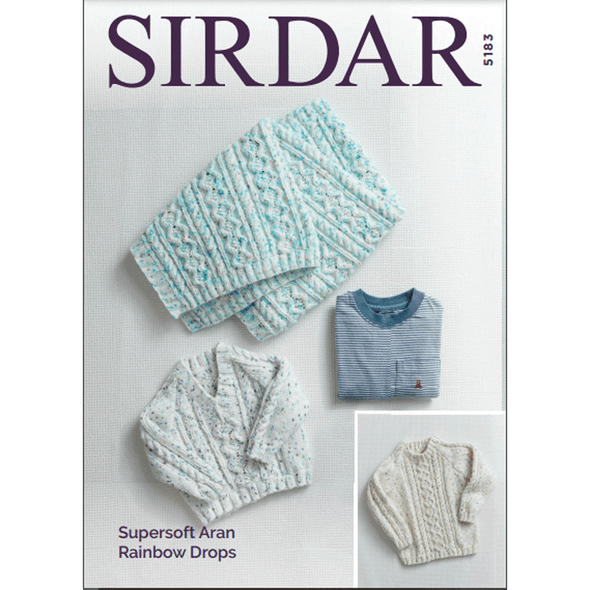 Baby Boy's Sweater And Blanket Knitting Pattern | Sirdar Supersoft Aran Rainbow Drops 5183 | Digital Download  - Main Image