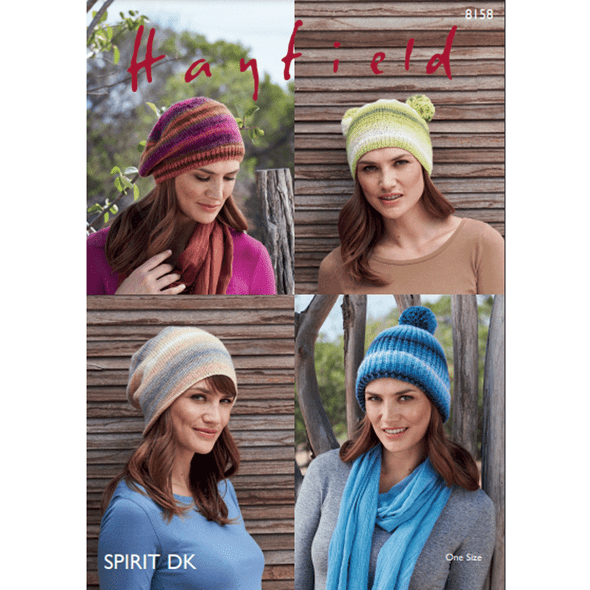 Women's Hat Knitting Pattern | Sirdar Hayfield Spirit DK 8158 | Digital Download - Main Image