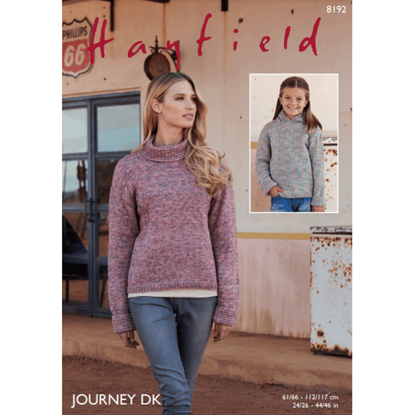 Womens Girls Sweater Knitting Pattern | Sirdar Hayfield Journey DK 8192 | Digital Download - Main Image