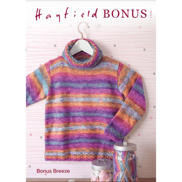 Kid's Cowl-Neck Sweater Knitting Pattern | Sirdar Hayfield Bonus Breeze DK 2498 | Digital Download - Main Image