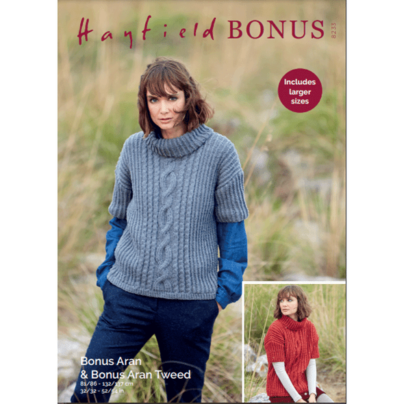 Women's Sweater Knitting Pattern | Sirdar Hayfield Bonus Aran Tweed And Bonus Aran 8233 | Digital Download - Main Image