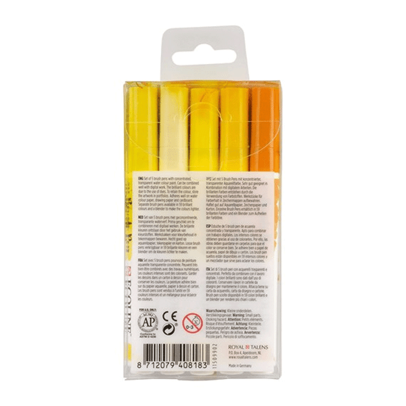 Ecoline | Watercolour Brush Pens | Yellows | Pack of 5